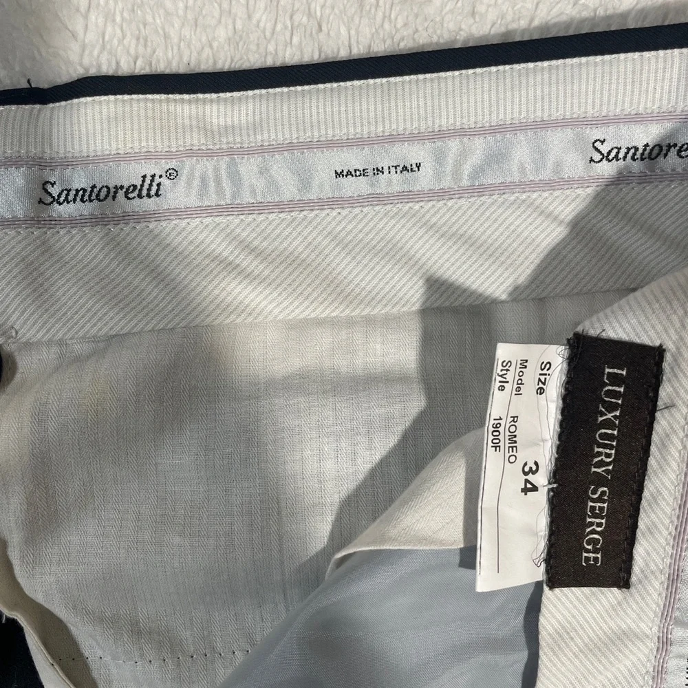 Santorelli luxury serge Wool Roma Flat Front Trouser Black Italy Size 34